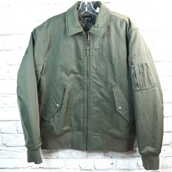 Banana Republic Men's Bomber Jacket Size Large Olive Green BNWT - Picture 1 of 16
